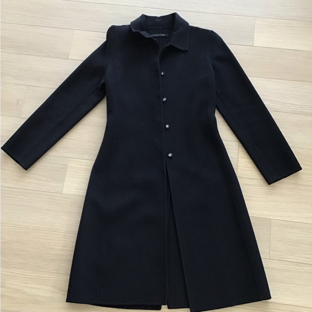 Elie Tahari black coat with snap buttons - Picture 1 of 6